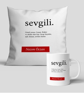 Fotoğraflı Sevgili Kupa Bardak ve Yastık Set