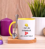 Mühendis Ahşap Altlıklı Sarı Kupa Bardak