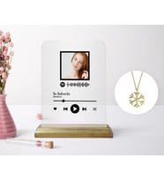 BK Gift Kişiye Özel Fotoğraflı Spotify Barkodlu Plak ve Kar Tanesi Kolye Seti-2