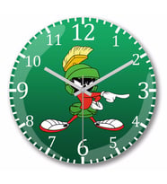 Looney Tunes Marvin  The Martian Duvar Saati Bombeli Gercek Cam