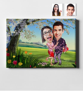 BK Gift Kişiye Özel Karikatür Kanvas Tablo 50x70cm 6
