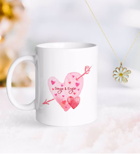 BK Gift Kişiye Özel Sevgililer Günü Kupa ve Çift İsimli Papatya Kolye-47 (Model 1)