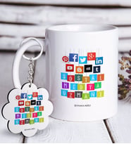 BK Gift Kişiye Özel Mesleki Sosyal Medya Uzmanı Beyaz Kupa ve Anahtarlık Hediye Seti-1 (Model 1)