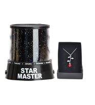 Star Master gece Lambası Ve  Gül Kolye (Siyah)