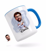 BK Gift Kişiye Özel Erkek Kasap Karikatürlü Mavi Kupa Bardak-1