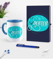 BK Gift Kişiye Özel Doktor Temalı Lacivert Defter Kalem Kupa Seti - 14 (Model 1)