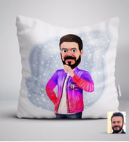 BK Gift Kişiye Özel Erkek Animasyon Karikatürlü Beyaz Yastık-36