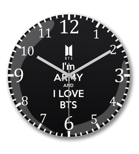 Love BTS Duvar Saati Bombeli Gercek Cam