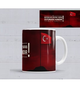 Bayrakları Bayrak Yapan Üstündeki Kandır Kupa Bardak Porselen