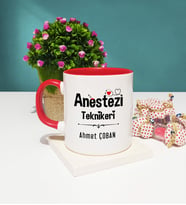 Anestezi Teknikeri Tasarımlı Kişiye Özel Anestezi Teknikeri Kupa Bardak Kırmızı