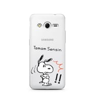 Snoopy Tasarımlı Süper Şeffaf Silikon Telefon Kılıfı Samsung Core 2