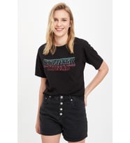 DeFacto Stranger Things Lisanslı Kısa Kollu Tişört R3545AZ20SM (Siyah)