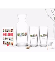 BK Gift Kişiye Özel Renkli Baskılı Bursa Tasarımlı Turistik İkili Rakı Bardağı Karaf ve Cep Kitabı Hediye Seti-1 (Model 1)