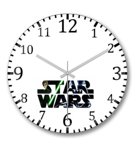 Star Wars  Duvar Saati  Bombeli Gercek Cam