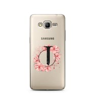 Pembe Çiçekli Harf Tasarım Süper Şeffaf Silikon Telefon Kılıfı Samsung Grand Pri