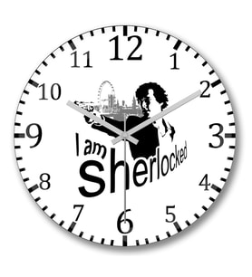 I am Sherlocked Holmes Duvar Saati Bombeli Gercek Cam