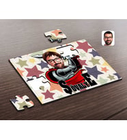 BK Gift Kişiye Özel Şövalye Karikatürlü Ahşap Puzzle-1