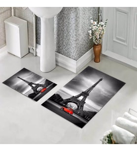 Banyo Halısı Ikili Klozet Takımı Kaymaz Tabanlı (60 xm x 100 cm + 40 cm x 60 cm) 