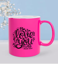 BK Gift Kişiye Özel Sevgili Tasarımlı Fosforlu Pembe Kupa Bardak - 100