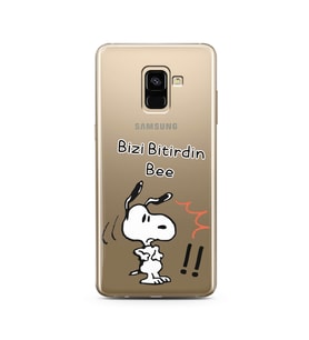 Snoopy Tasarımlı Süper Şeffaf Silikon Telefon Kılıfı Samsung A8 Plus