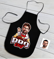 BK Gift Kişiye Özel Bay Barbekü Chef Karikatürlü Siyah Mutfak Önlüğü