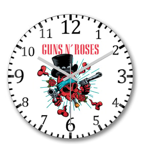 Guns Roses Duvar Saati Bombeli Gercek Cam