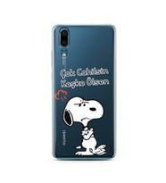 Snoopy Tasarımlı Süper Şeffaf Silikon Telefon Kılıfı Huawei P20 