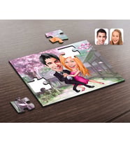 BK Gift Kişiye Özel Sevgililer Karikatürlü Ahşap Puzzle-13