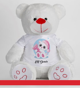 Kişiye Özel Peluş Ayıcık 50cm 86817 (Beyaz)