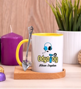 Odyolog Ahşap Altlıklı Sarı Kupa Bardak