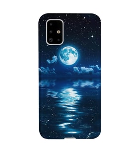 Kılıfland Samsung Galaxy A51 Kılıf Silikon Resimli Kapak Night Moon Stok 1133