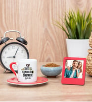 Tekstil Teknolojisi Öğretmeni Kırmızı Fincan ve Kırmızı Mini Fotoğraf Çerçevesi