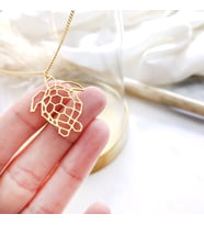 24 Ayar Has Altın Kaplama Kaplumbağa Gümüş Kolye