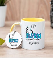 Din Kültürü Öğretmeni Sarı Kupa Bardak Ve Anahtarlık Set