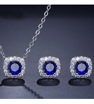 Monemel Lacivert Taşlı Kolye ve Küpe Set