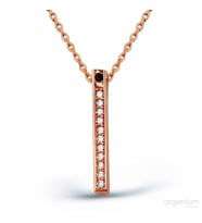 Zirkon Taşlı Gümüş İ Harfi Kolye - N090001 (Rose)