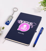 BK Gift Kişiye Özel Doktor Temalı Lacivert Defter Kalem 32gb USB Bellek Hediye Seti-12 (Model 1)