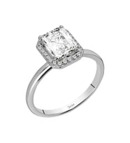 Sirius Pırlanta ve Emerald Kesim Beyaz Safir Tektaş Yüzük 0731R0032