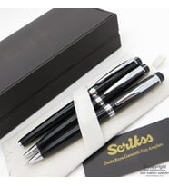 Scrikss 38 3'Lü Takım Siyah Krom  Roller Kalem + Tükenmez Kalem + Versatil Kalem Seti  Scrikss Honour  İsme Özel Kalem  Hediyelik Kalem