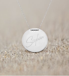 BK Gift Kişiye Özel İsimli Yuvarlak Silver Plaka Kolye (Gümüş)