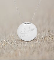 BK Gift Kişiye Özel İsimli Yuvarlak Silver Plaka Kolye (Gümüş)
