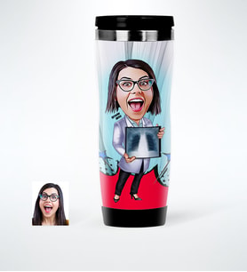 BK Gift Kişiye Özel Bayan Radyoloji Uzmanı Karikatürlü Çelik Termos Bardak  1