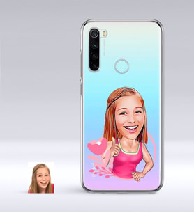 BK Gift Kişiye Özel Bayan Karikatürlü Xiaomi Redmi Note 8 İnce Şeffaf Silikon Telefon Kapağı-49 (Beyaz)