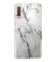 Kılıfland Samsung Galaxy A7 2018 Kılıf Silikon Resimli Kapak Fragile White Marble Mermer Stok 1103