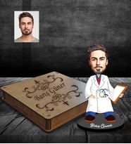 Kişiye Özel Doktor Tasarımlı Karikatür Ahşap Biblo Kutulu Bay-1