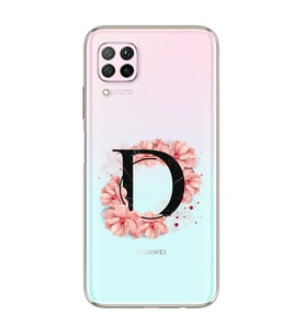 Pembe Çiçekli Harf Tasarım Süper Şeffaf Silikon Telefon Kılıfı Huawei P40 Lite D