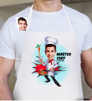 BK Gift Kişiye Özel Bay Chef Karikatür Beyaz Mutfak Önlüğü  1