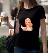BK Gift Kişiye Özel Bayan Karikatürlü Siyah T-Shirt-21