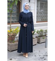 Nesliay Belden Baglamalı Pılelı Lacivert Medıne Ipegı Ferace