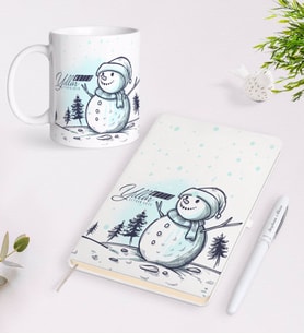 BK Gift Kişiye Özel Yılbaşı Mutlu Yıllar Beyaz Defter Kalem ve Kupa Seti-18 (Model 1)